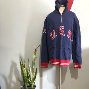 Ralph Lauren zip up USA sweater blue size XL
